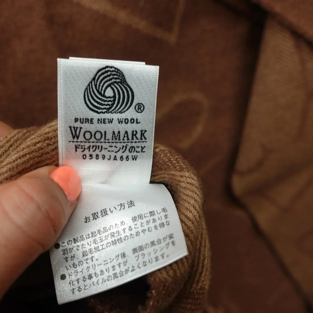 Vintage YVES SAINT LAURENT Wool Scarf Brown YSL Logo Shawl Wrap Fringe 70x140 cm - Picture 9 of 12